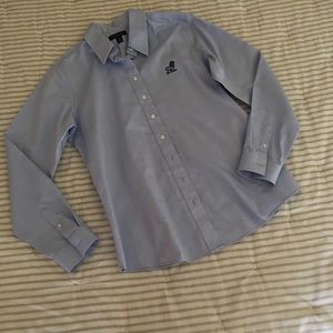 Lands End • blue button up shirt